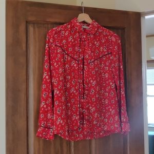 Red floral shirt S - Mamoucka Paris